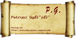 Petrusz Győző névjegykártya